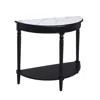 Convenience Concepts French Country Half-round Entryway Table With Shelf, White Faux Marble/black In Black