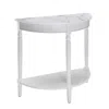 Convenience Concepts French Country Half-round Entryway Table With Shelf, White Faux Marble/white