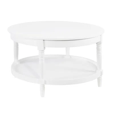 Convenience Concepts French Country Manor No Tools Round Coffee Table With Shelf In White