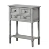 Convenience Concepts Kendra 3 Drawer Hall Table With Shelf, Wirebrush Light Gray Finish