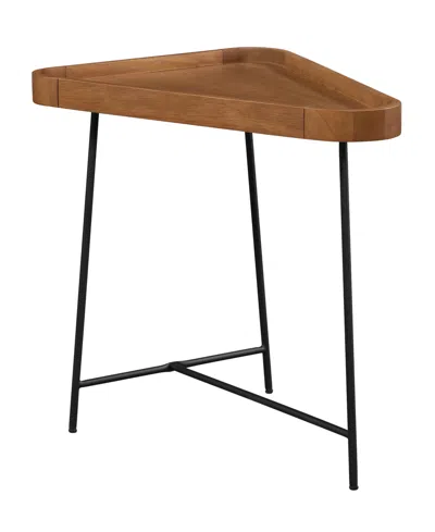 Convenience Concepts Lunar 10" Wood Triangle Wedge Accent End Table In Brown