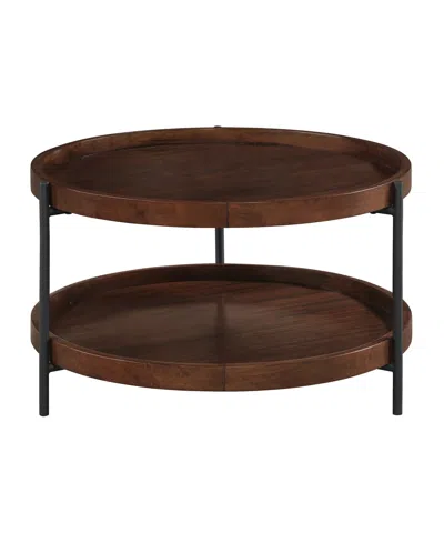 Convenience Concepts Lunar 30" Wood Round Coffee Table In Brown