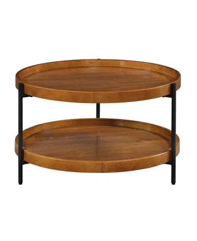 Convenience Concepts Lunar 30" Wood Round Coffee Table In Brown