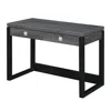 Convenience Concepts Newport 2 Drawer Desk With Charging Station, Weathered Gray/black