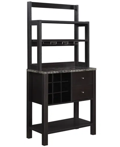 Convenience Concepts Newport 31" Medium Density Fiberboard (mdf) 2 Drawer Serving Bar In Black Faux Marble,espresso