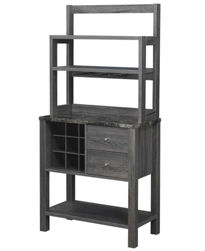 Convenience Concepts Newport 31" Medium Density Fiberboard (mdf) 2 Drawer Serving Bar In Black Faux Marble,weathered Gray