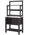 Convenience Concepts Newport 31" Medium Density Fiberboard (mdf) 2 Drawer Serving Bar In White Faux Marble,espresso