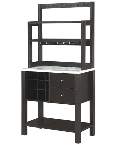 Convenience Concepts Newport 31" Medium Density Fiberboard (mdf) 2 Drawer Serving Bar In White Faux Marble,espresso