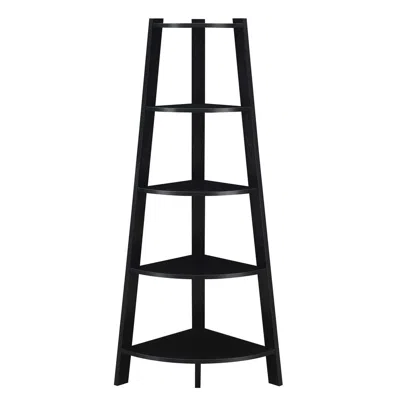 Convenience Concepts Newport 5 Tier Wide Corner Bookcase, Black