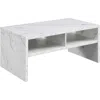 Convenience Concepts Northfield Admiral Deluxe Coffee Table With Shelves, White Faux Marble