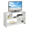 Convenience Concepts Northfield Tv Stand Console With Shelves, White Faux Marble In White