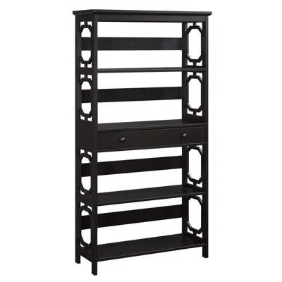 Convenience Concepts Omega 5 Tier Bookcase With Drawer, Espresso In Black