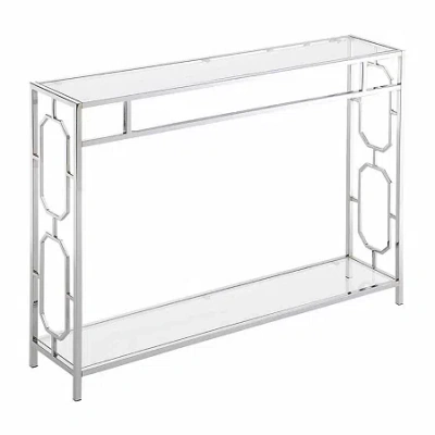 Convenience Concepts Omega Glass Top Glass Console Table In Silver