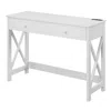 Convenience Concepts Oxford 42 Inch Desk With Charging Station White In White