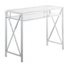 Convenience Concepts Oxford Chrome 42 Inch Desk, Clear Glass/chrome In Transparent