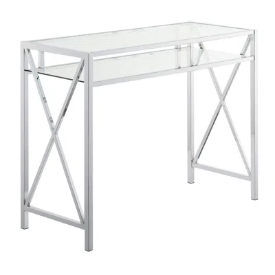 Convenience Concepts Oxford Chrome 42 Inch Desk, Clear Glass/chrome In Transparent