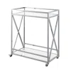 Convenience Concepts Oxford Chrome Glass Bar Cart With Shelf