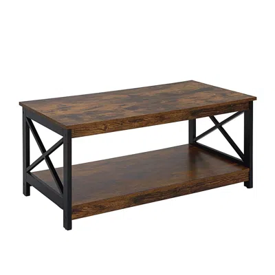 Convenience Concepts Oxford Coffee Table With Shelf Barnwood/black In Brown