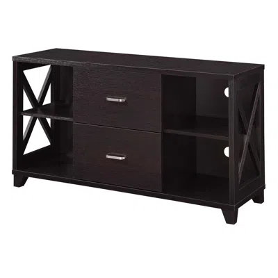 Convenience Concepts Oxford Deluxe 2 Drawer Tv Stand With Shelves For Tvs Up To 55 Inches, Brown