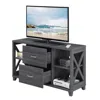 Convenience Concepts Oxford Deluxe 2 Drawer Tv Stand With Shelves For Tvs Up To 55 Inches, Gray In Gray
