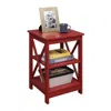 Convenience Concepts Oxford End Table With Shelves Cranberry Red