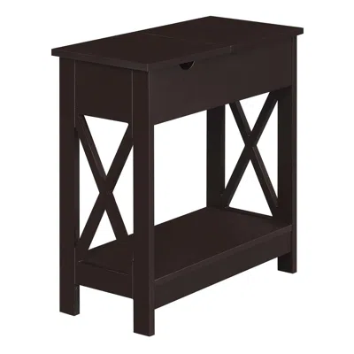 Convenience Concepts Oxford Flip Top End Table With Charging Station Espresso In Brown