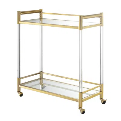 Convenience Concepts Royal Crest 2 Tier Acrylic Glass Bar Cart In Gold