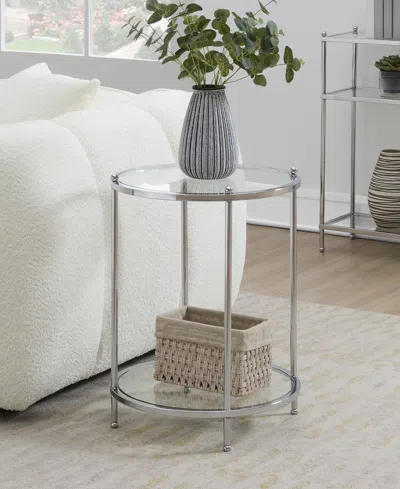Convenience Concepts Royal Crest 2 Tier Round Glass End Table With Shelf In Transparent