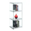 Convenience Concepts Soho 4 Tier Tower Bookcase, White Faux Marble/glass In Gray
