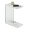 Convenience Concepts Soho C End Table, White Faux Marble/glass In White