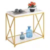 Convenience Concepts St. Andrews Console Table With Shelf And Removable Trays, White/gold In Gold