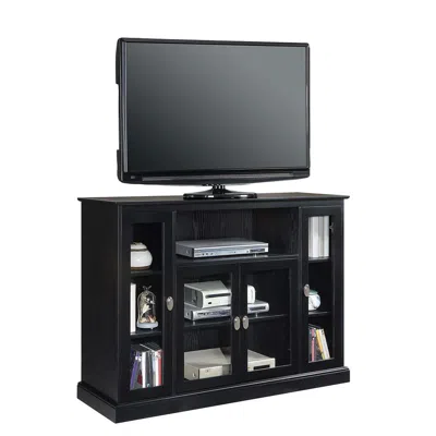 Convenience Concepts Summit Highboy Tv Stand With Storage Cabinets And Shelves, Black Finish