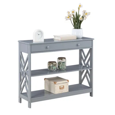 Convenience Concepts Titan 1 Drawer Console Table With Shelves, Gray