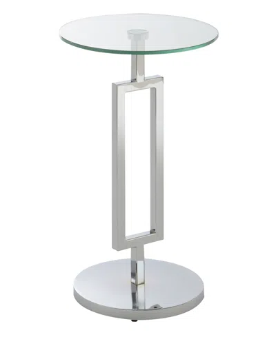 Convenience Concepts Town Square 10" Glass Martini End Table In Silver