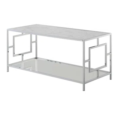 Convenience Concepts Town Square Chrome Coffee Table With Shelf In White