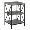 Convenience Concepts Tucson Starburst End Table With Shelves, Weathered Gray/black
