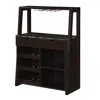 Convenience Concepts Uptown Wine Bar With Cabinet, Faux Black Marble/espresso