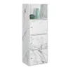 Convenience Concepts Xtra Storage 3 Door Cabinet With Shelf, White Faux Marble
