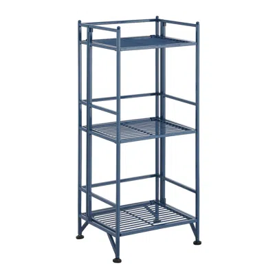 Convenience Concepts Xtra Storage 3 Tier Folding Metal Shelf, Blue