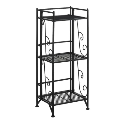 Convenience Concepts Xtra Storage 3 Tier Folding Metal Shelf With Scroll Design