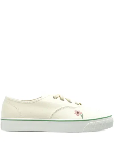 Converse Embroidered Floral Trainers In Neutral