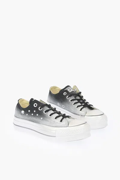 Converse 4cm Glittered Sneakers With Platform In Silver