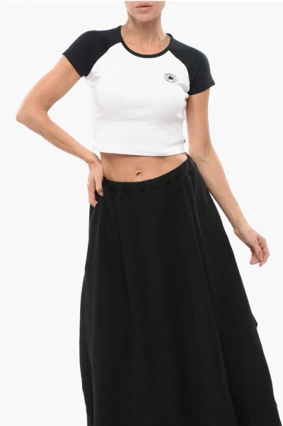 Converse All Star Chcuk Taylor Two-tone Cropped Crew-neck T-shirt In Black
