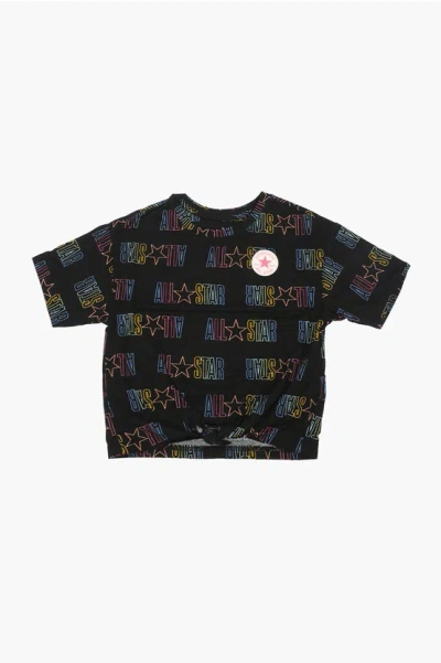 Converse All Star Chuck Taylor All Over Printed Logo Crew-neck T-shir In Black