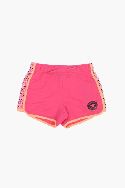 Converse All Star Chuck Taylor Animal Patterned Side Band Shorts In Pink