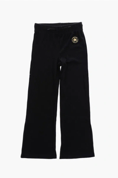 Converse All Star Chuck Taylor Ankle Split Ribbed Joggers In Black