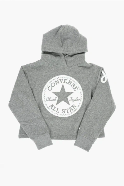 Converse All Star Chuck Taylor Brushed Cotton Hoodie In Gray