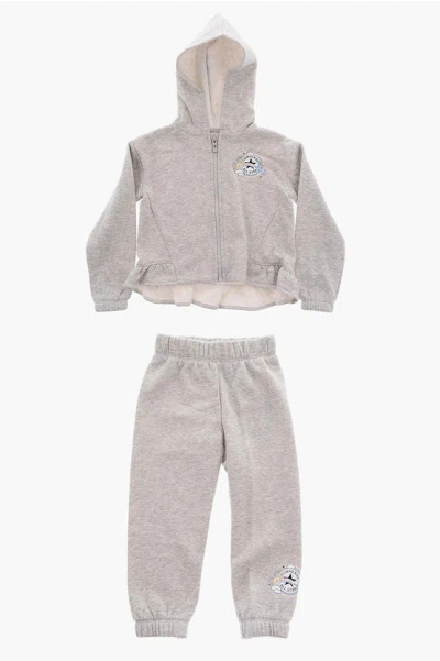 Converse All Star Chuck Taylor Brushed Cotton Joggers And Sweatshirt In Gray