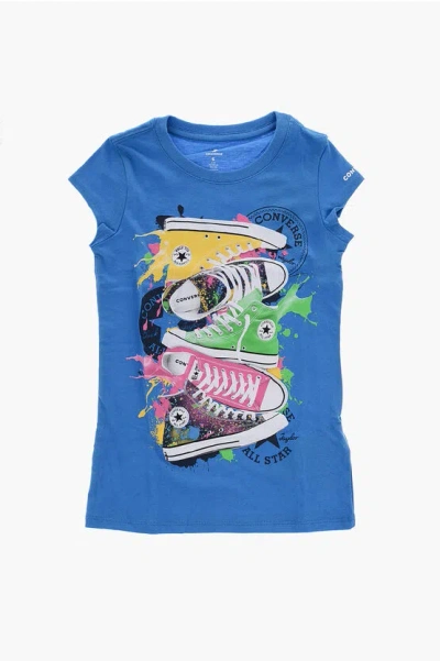 Converse All Star Chuck Taylor Crew-neck T-shirt With Maxi Print In Blue