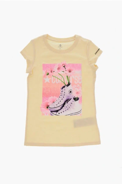 Converse All Star Chuck Taylor Crew-neck T-shirt With Print On The Fr In Neutral